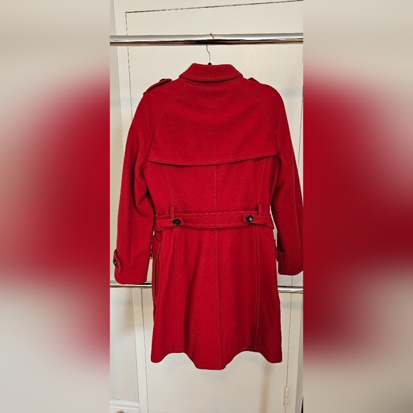 BANANA REPUBLIC Red Long Wool Coat - Picture 2 of 12